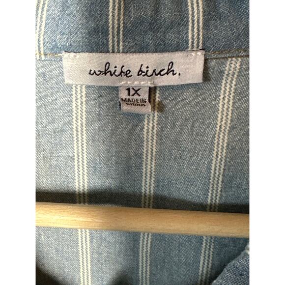 White Birch Denim Perfection Can't Be Tamed Button Down Shacket Tunic Ombre 1X - Picture 6 of 13